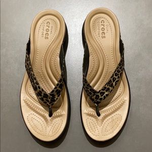 Leopard Crocs Sandals LIKE NEW